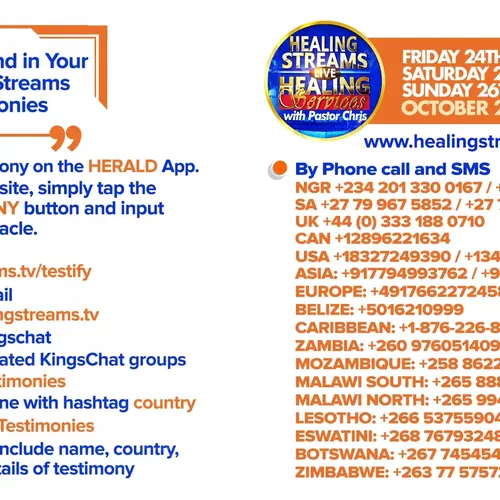 Healing Streams Testimonies